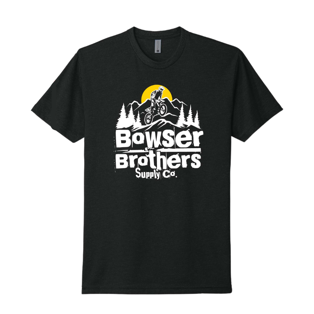 Black Rugged Mountain Dirt Bike Graphic T-Shirt