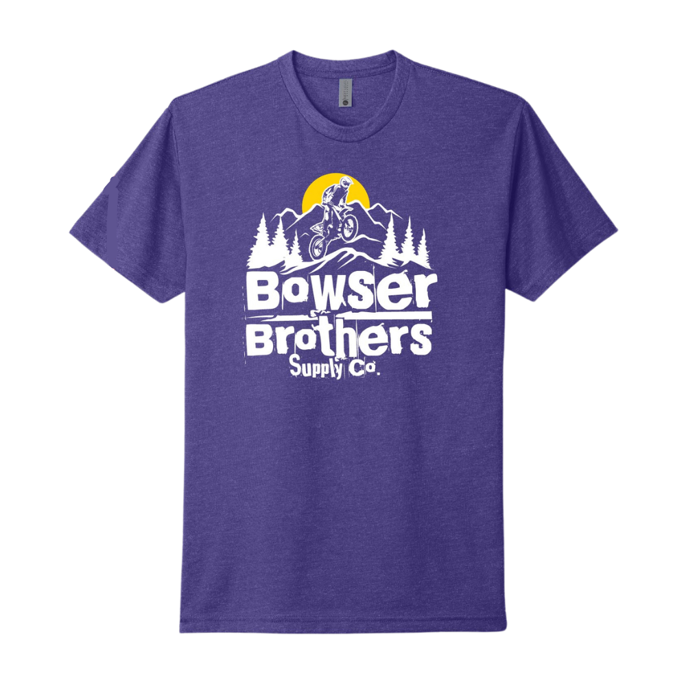 Purple Rush Rugged Mountain Dirt Bike Graphic T-Shirt